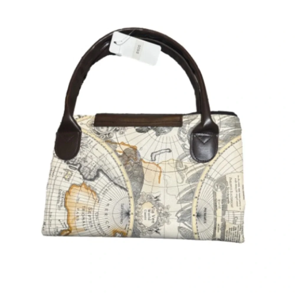 Paris Map Print foldable tote  - Brown and Cream